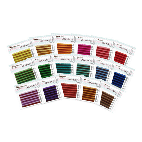 Taiwan Jovisa Macaron Lashes [Peacock Series]- 15-Maroon- 0.07 Dia C Curve MIX Length