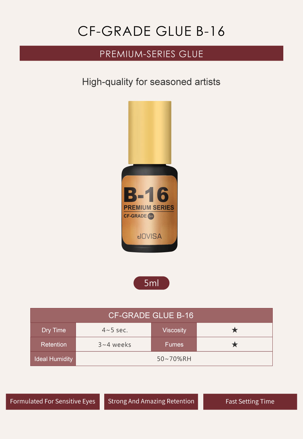 4~5秒 台灣 JOVISA 邑軒 極萃黑膠 B16 CF-Grade Premium-Series Glue 敏弱專用 5ml 