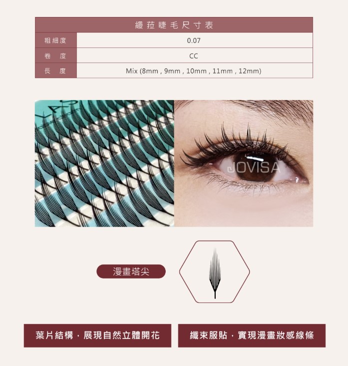 JOVISA 特殊稼接 -【縵菈0.07】睫毛 CC系列 ▸黑色◂ MIX 