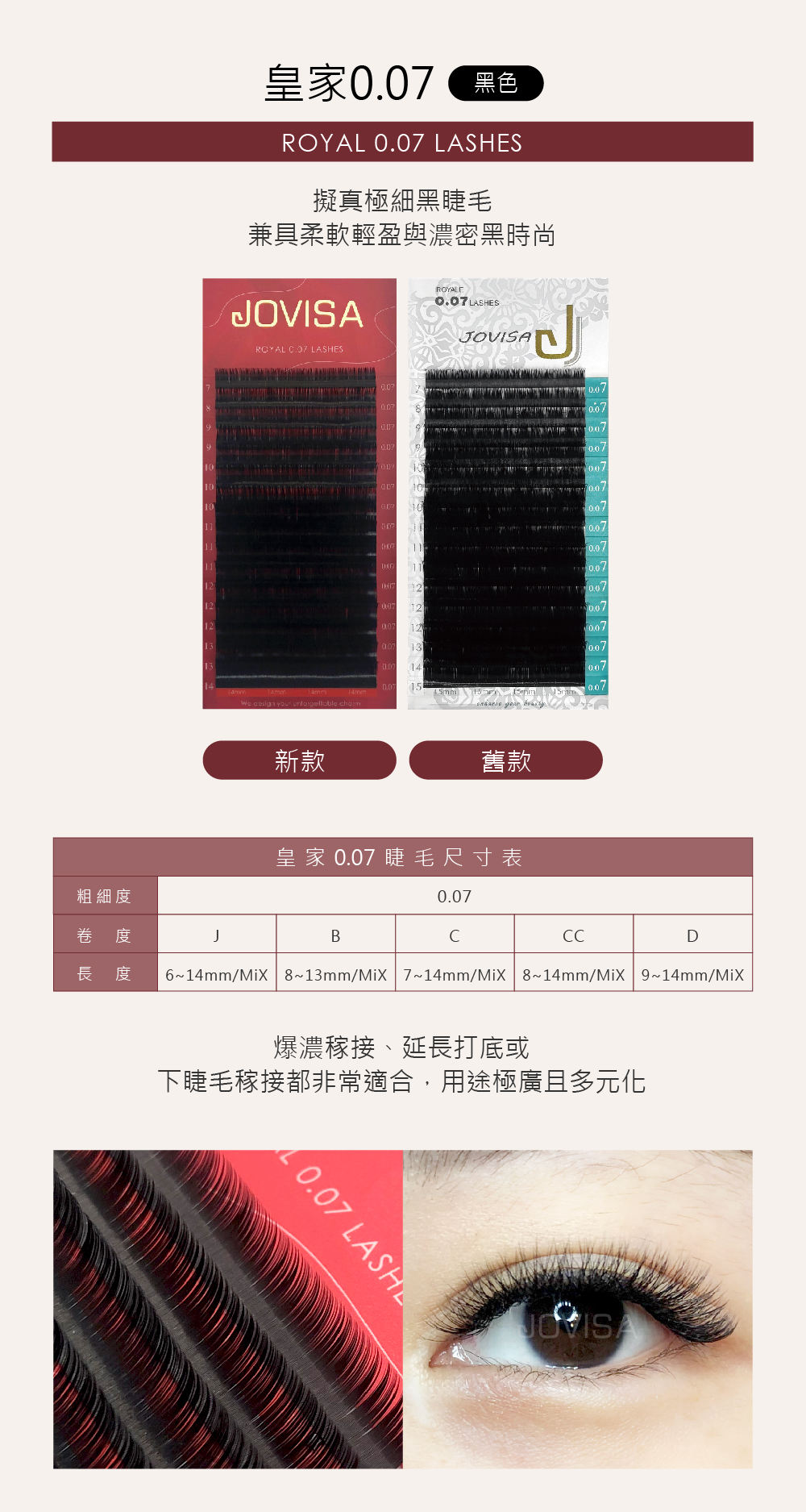 台灣 JOVISA 邑軒 皇家0.07系列睫毛 B 捲度 11MM 長度