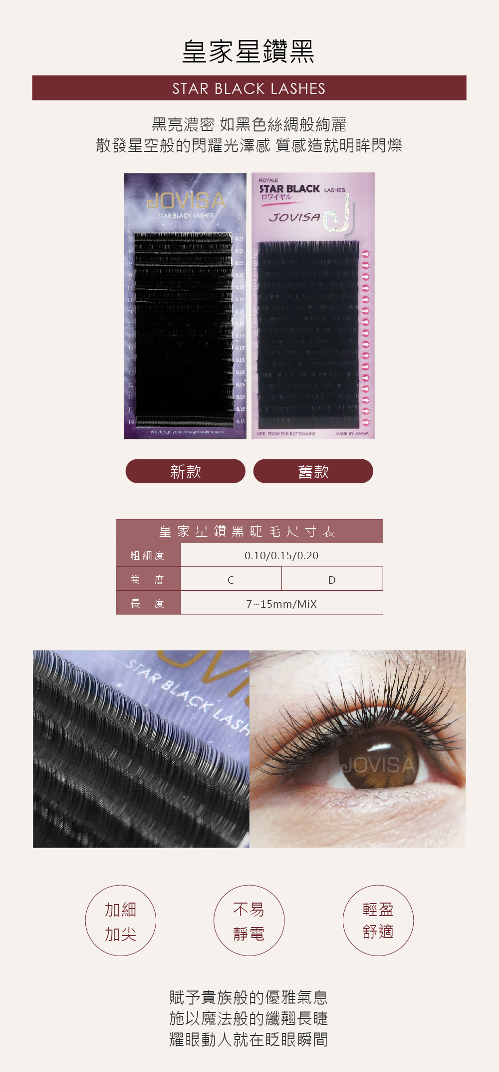 JOVISA Royale STAR BLACK LASHES D Curl 0.10 Thickness 12mm Length Japanese Korean Taiwanese Eyelash Extension
