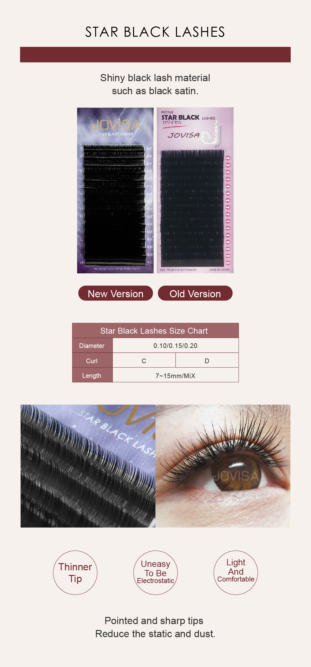 JOVISA Royale STAR BLACK LASHES D Curl 0.10 Thickness 12mm Length Japanese Korean Taiwanese Eyelash Extension