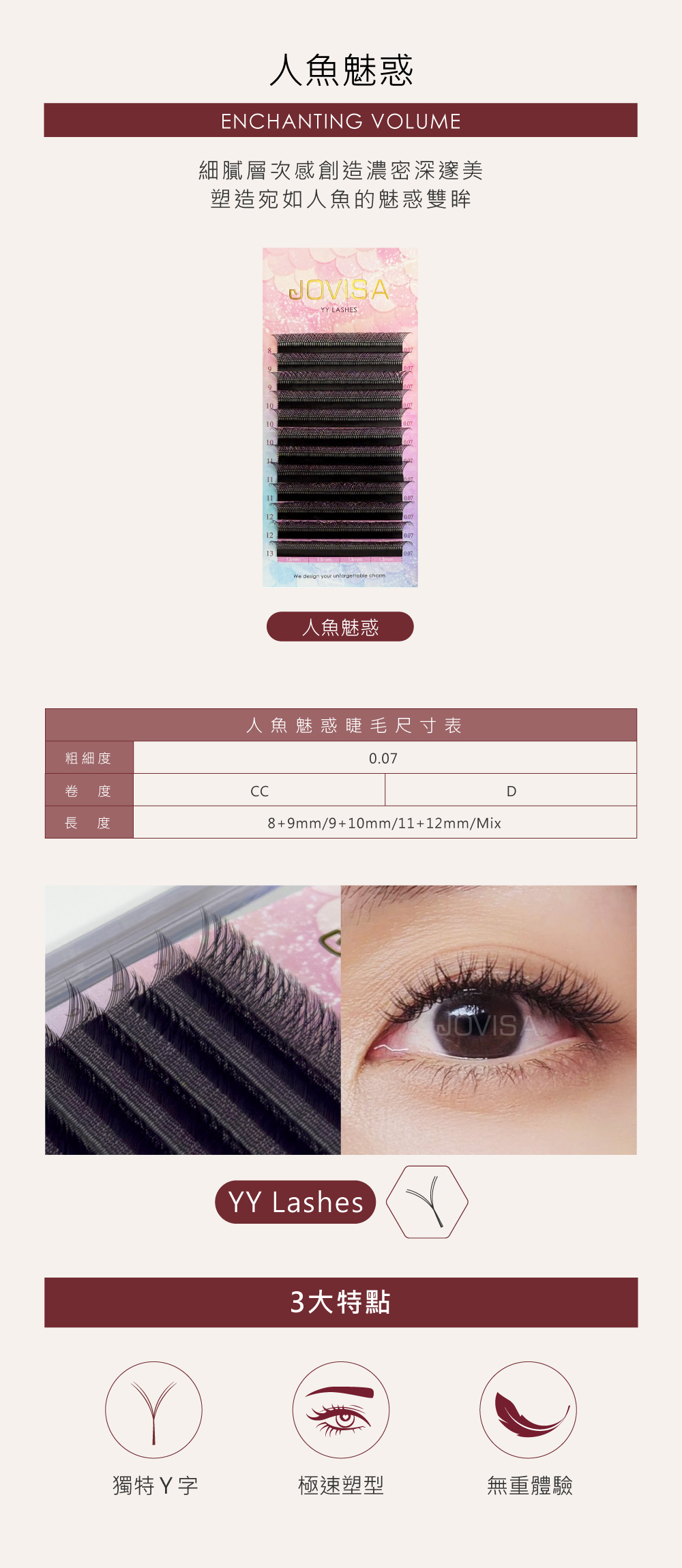 Enchanting Volume - YY Lashes 0.07Diameter CC Curl 11+12MM Length