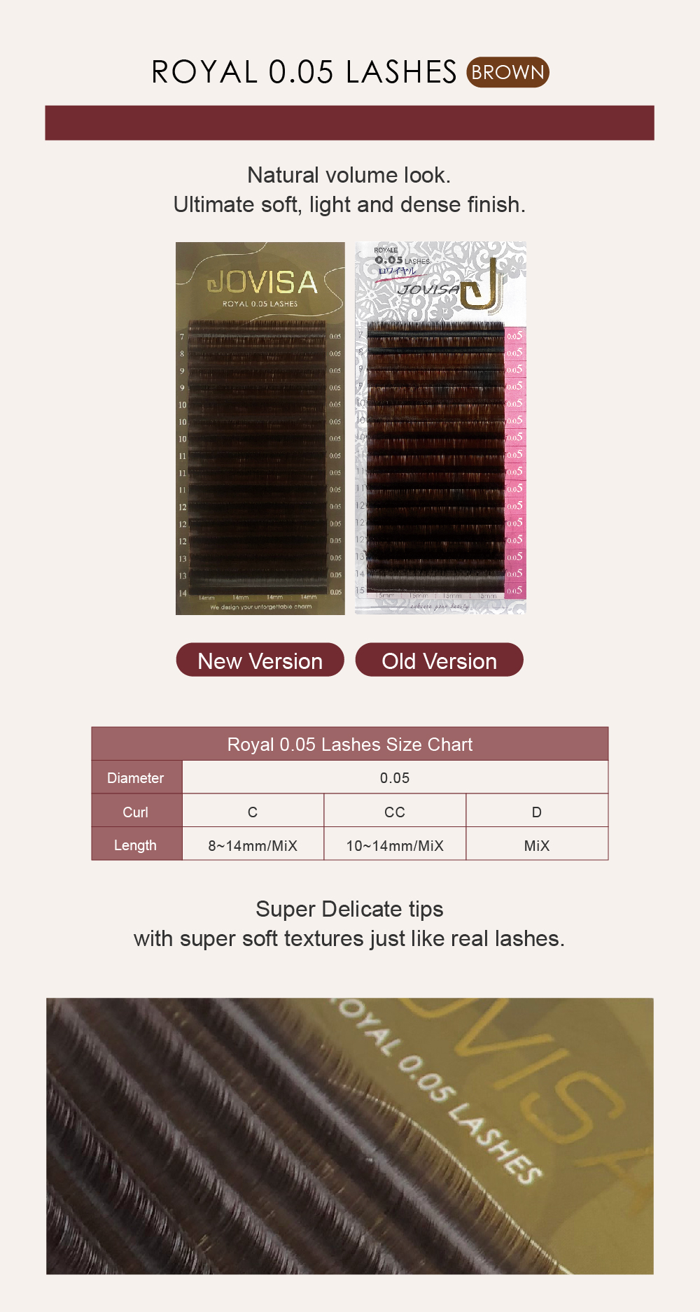 Taiwan JOVISA Yates Royal [0.05] - [caramel coffee eyelashes] CC 0.05 Volume 13M length