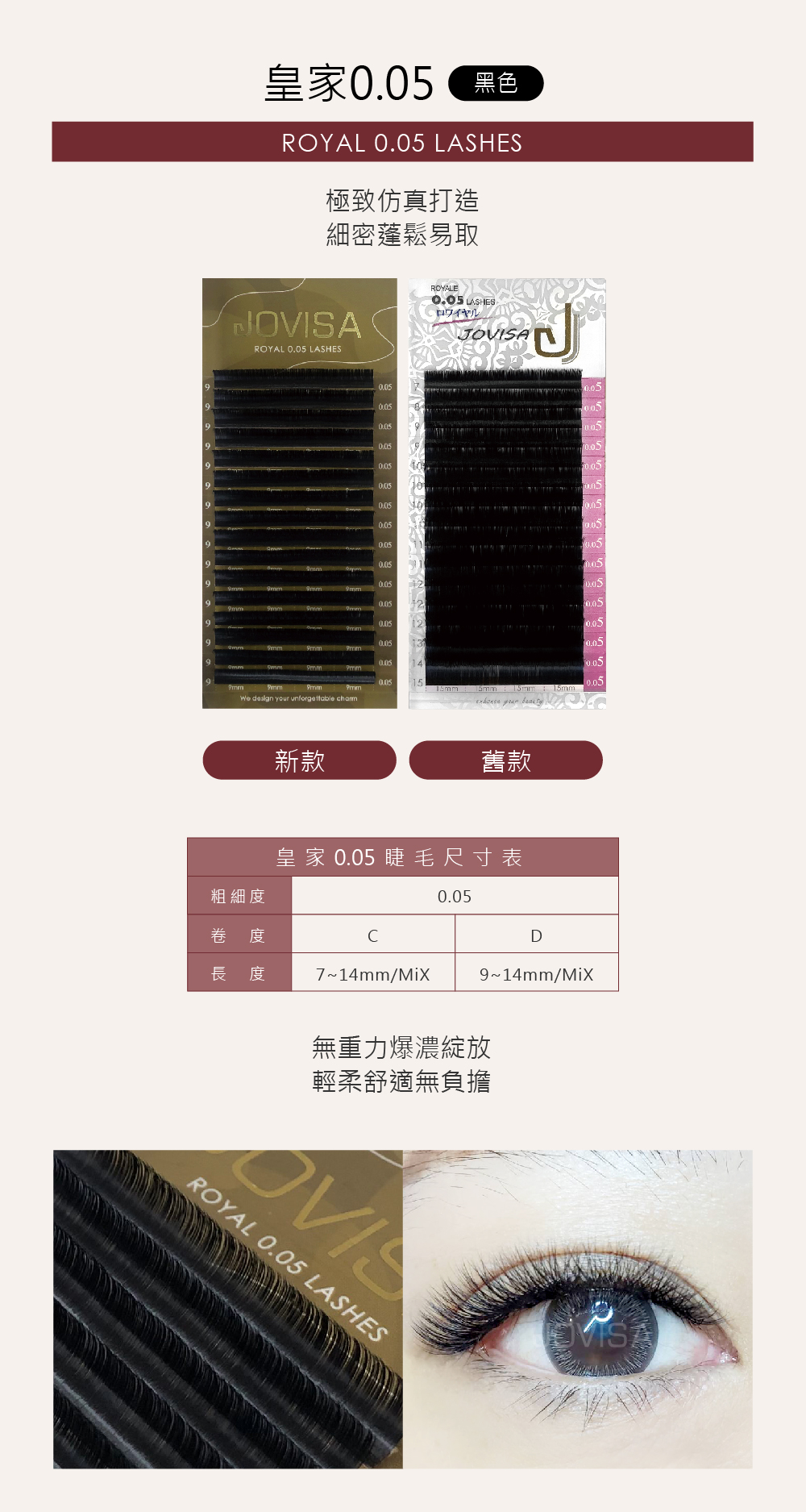 Taiwan JOVISA Yates Royal 0.05 Series Eyelashes C 0.05 Volume 10M length