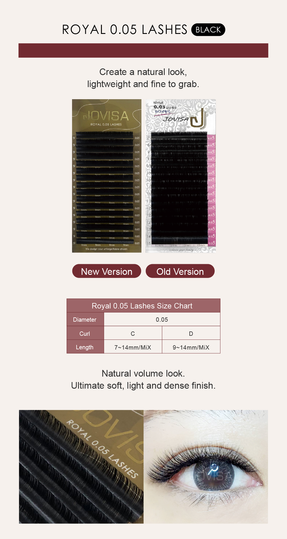 Taiwan JOVISA Yates Royal 0.05 Series Eyelashes C 0.05 Volume 10M length