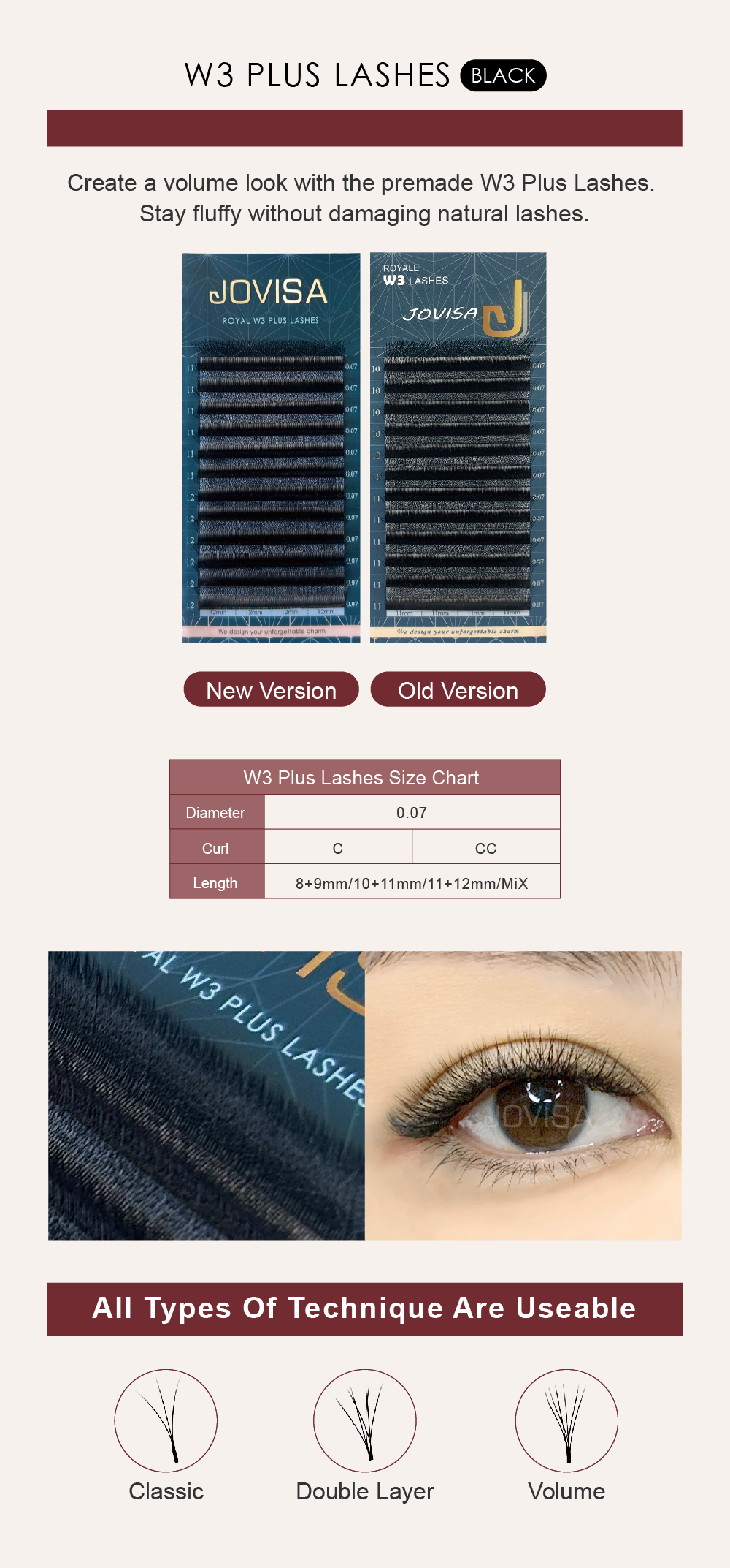 Jovisa Royale W3 Lashes 0.07 C Curl 11MM+12MM Length