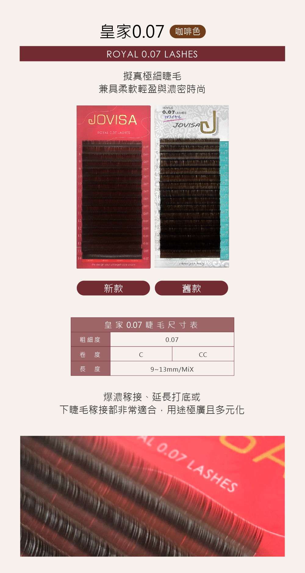 台灣 JOVISA 邑軒 皇家0.07咖啡色系列睫毛 C 捲度 10MM 長度【 咖啡色】