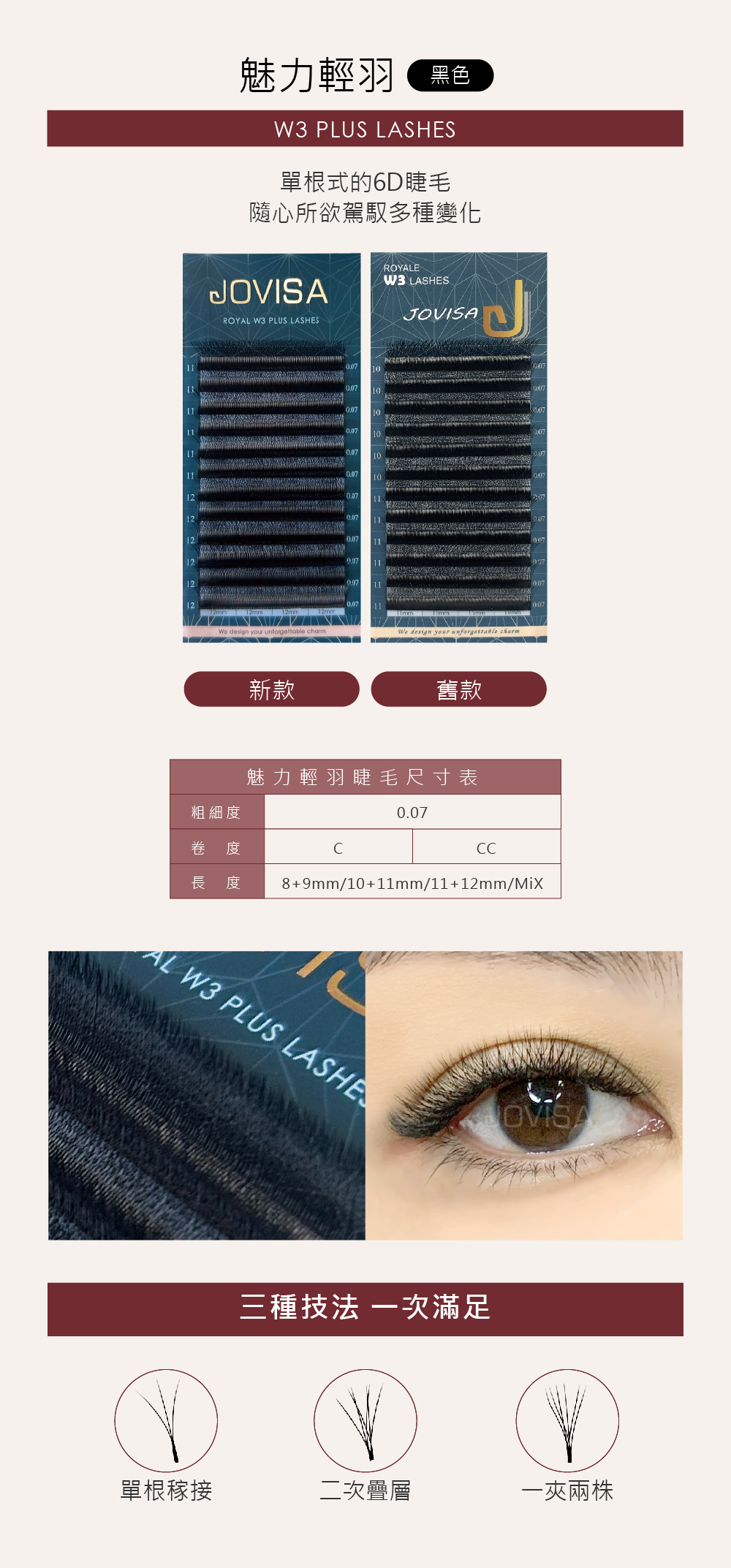 Jovisa W3魅力輕羽 0.07 CC捲度8MM+9MM長度