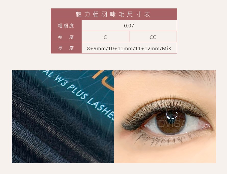 Jovisa W3魅力輕羽 0.07 CC捲度8MM+9MM長度