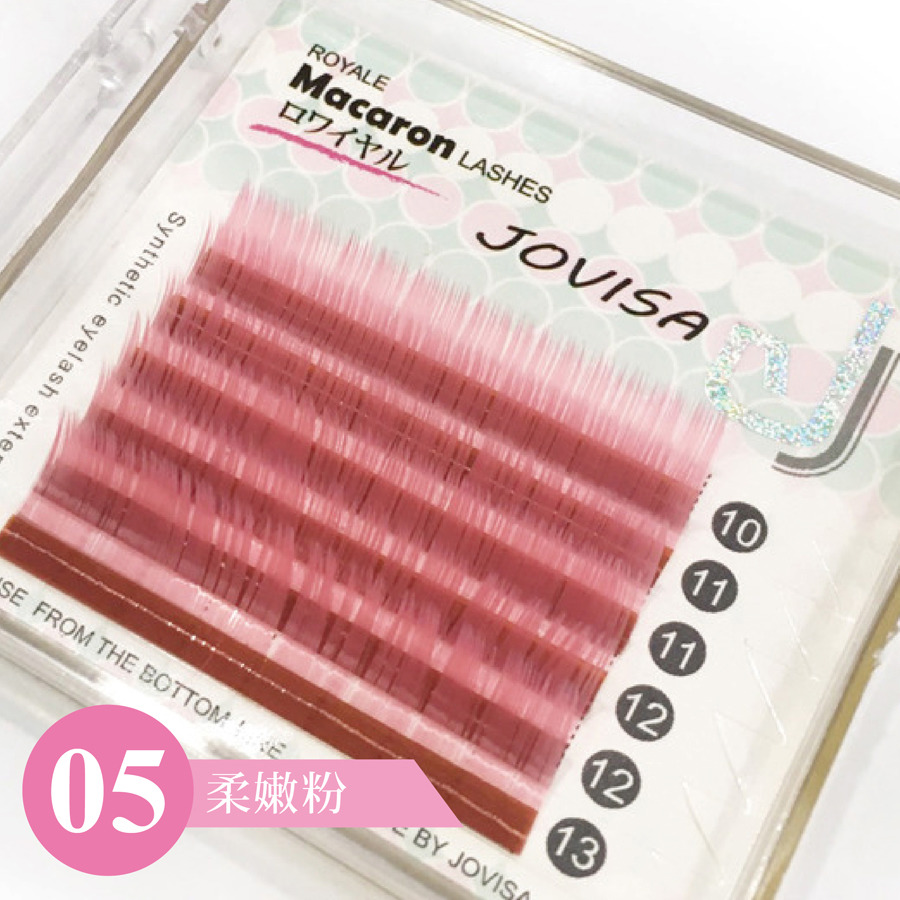 Taiwan Jovisa Macaron Lashes [Peacock Series]- 5-Soft Pink - 0.07 Dia C Curve MIX Length