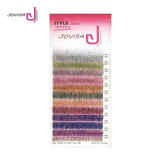 Taiwan Jovisa Glitter Lashes 0.15 Single Length Trays B Curve 9MM Length
