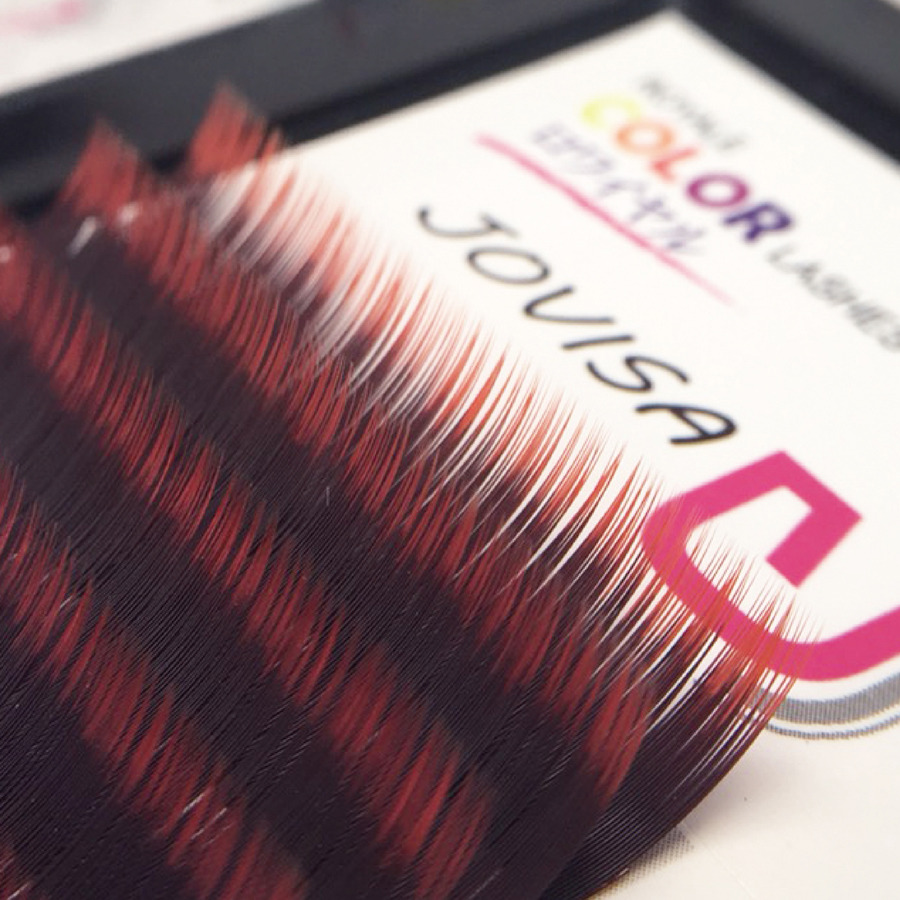 JOVISA 雙色漸層睫毛 C捲度 0.15粗度【紅色-11MM】
