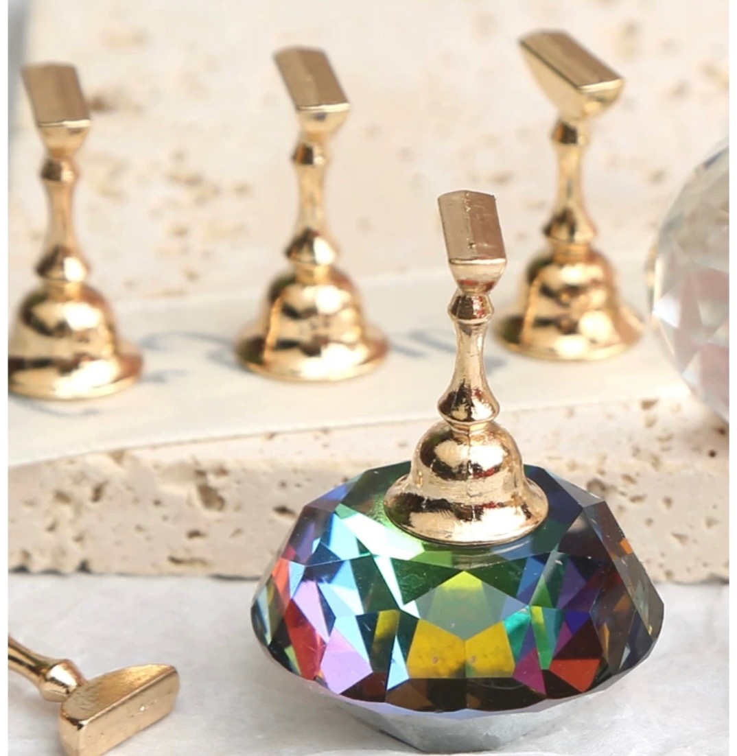 水晶底座美甲練習甲片托（底座連五個指甲托)