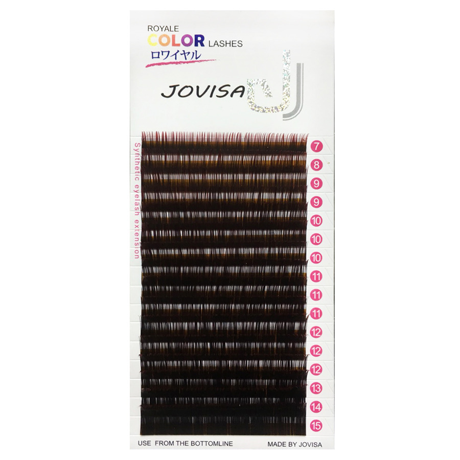 JOVISA 雙色漸層睫毛 C捲度 0.15粗度【紅色-MIX】【16排】