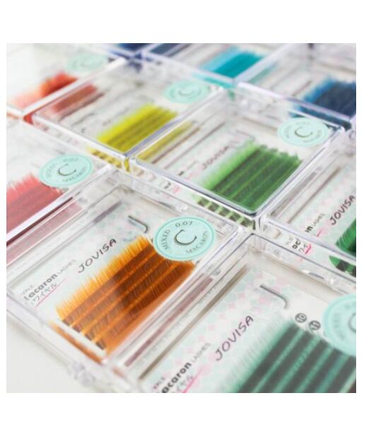 Taiwan Jovisa Macaron Lashes [Peacock Series]- 03 Light Orange - 0.07 Dia C Curve MIX Length